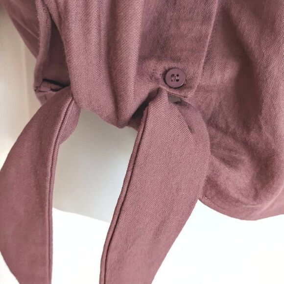 MOD REF Tie Front Button Down Crop Top mauve earthy tone Small @F1 - Picture 6 of 10